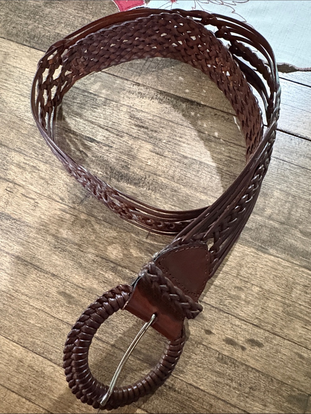 Braided Brown Leather Women’s Belt - Unbranded